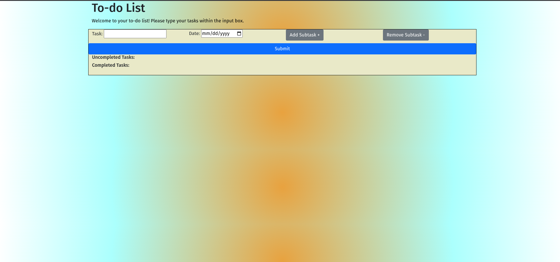 Screenshot of my CISC 3650 Website To-do list project