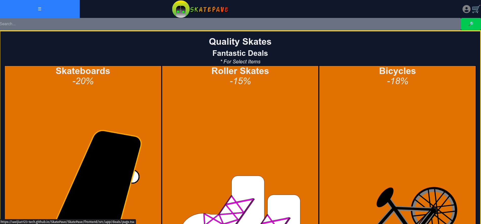 Screenshot of SkatePave GitHub Pages website