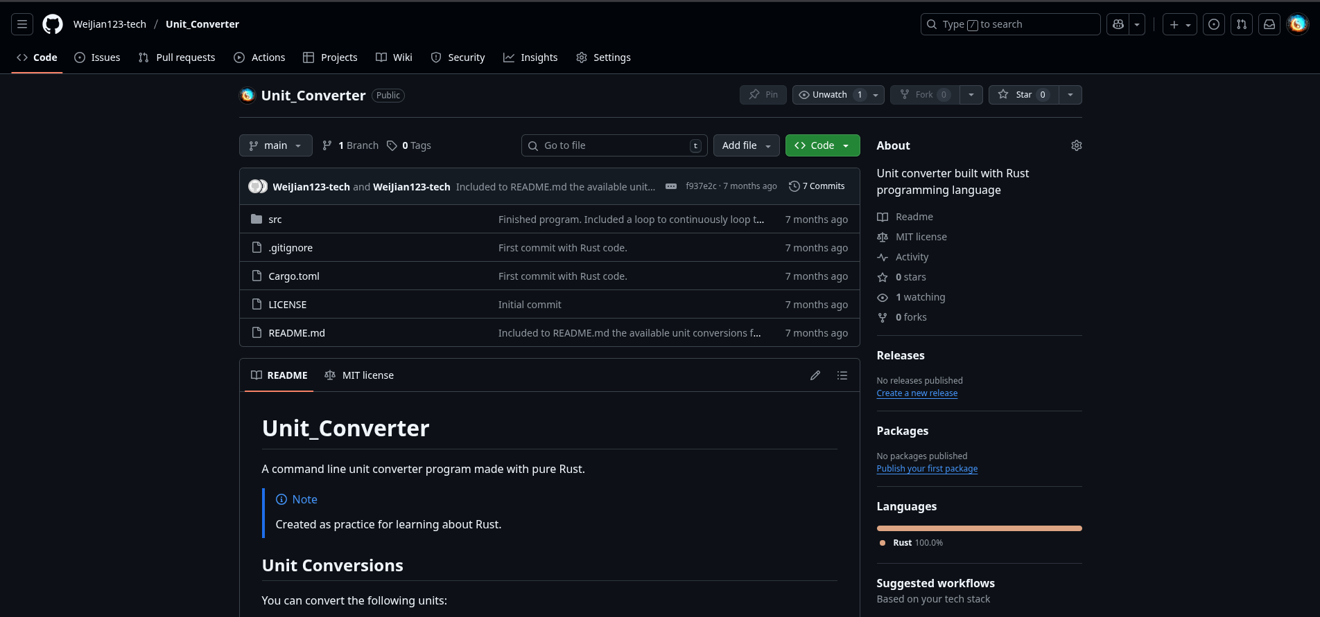Screenshot of Unit_Converter GitHub repository